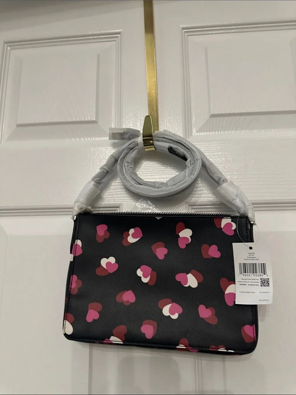 kate spade Black Heart-Print Crossbody Bag with Pink and Red Hearts - Picture 2 of 2